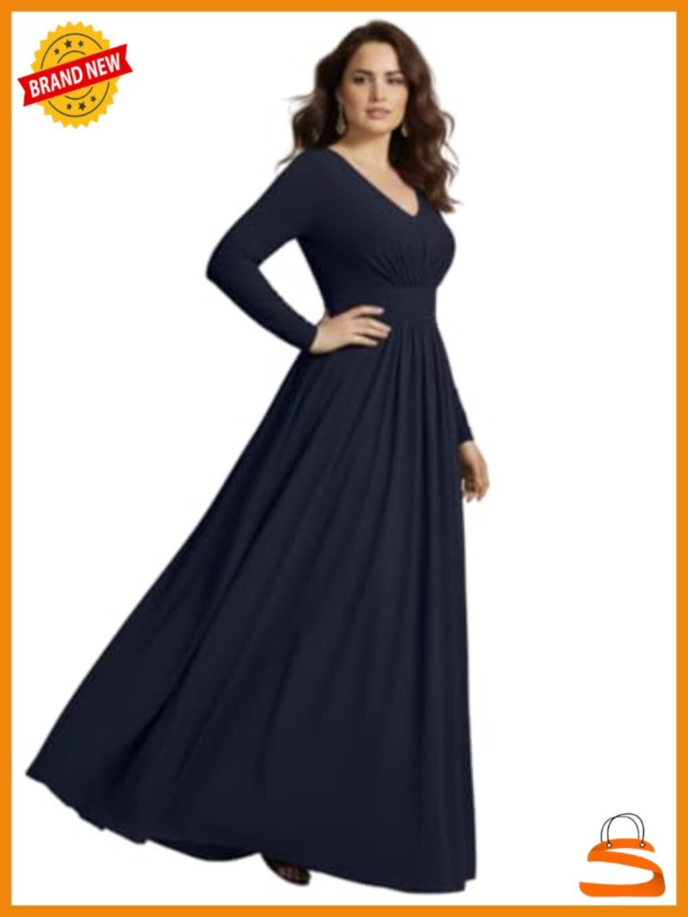 KOH KOH Womens Long Sleeve Flowy Empire Waist Pleated Maxi Dress